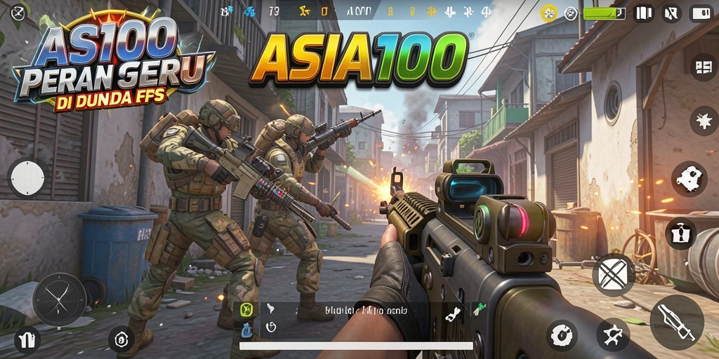 Tampilan gameplay seru dari ASIA100 dengan pertempuran FPS intens.