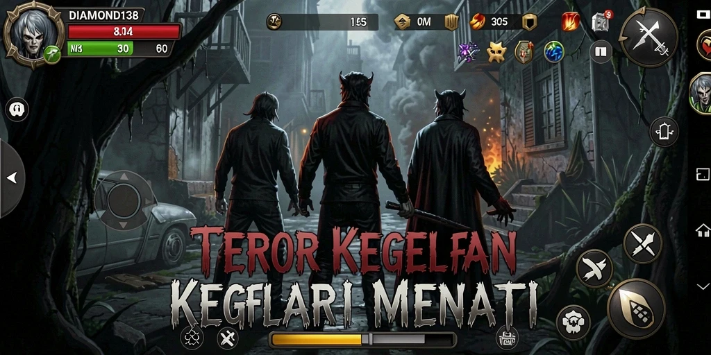 Tangkapan layar gameplay seram DIAMOND138 dengan suasana mencekam.