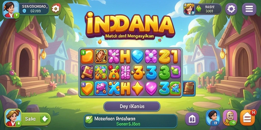 Tampilan gameplay seru dalam permainan Match-3 INDAAA.