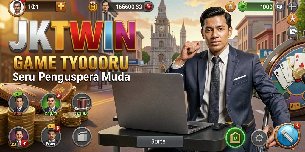 Screenshot gameplay JKTWIN menampilkan momen seru dalam membangun bisnis.