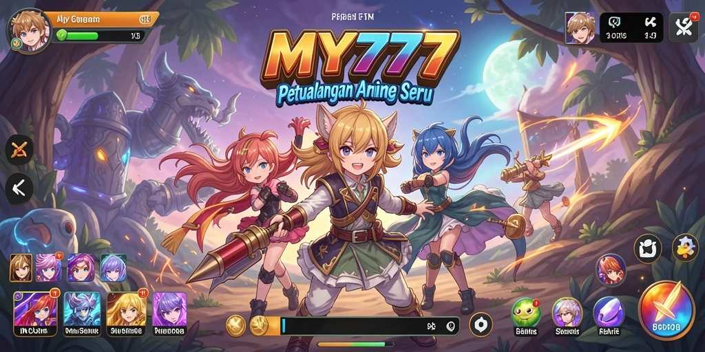 Tangkapan layar MY777 menampilkan aksi seru dalam dunia Anime.