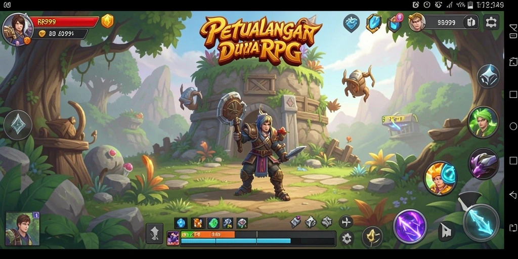 Tampilan gameplay mendebarkan dari RR999 dalam dunia RPG.