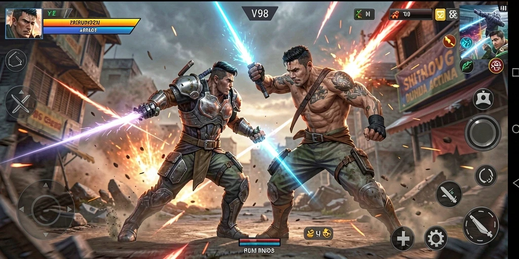 Tangkapan layar menampilkan aksi epic dalam V98.